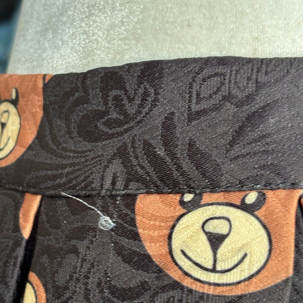 Teddy Bear Print Black Jacquard Pleated FloMidi Skirt Kawaii Harajuku Retro - Picture 10 of 11